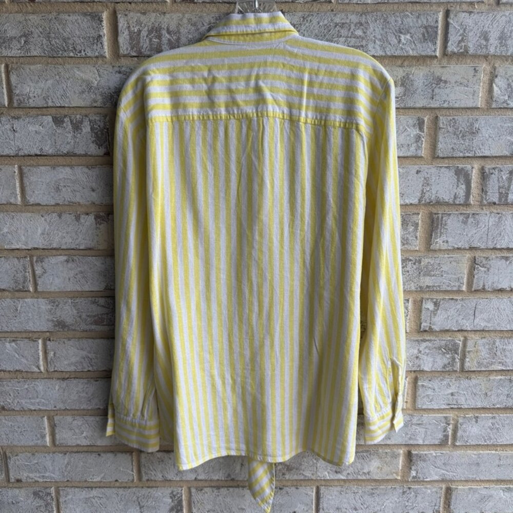 Loft Collared Button Down Linen Blend Tie Front S… - image 2